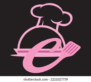 chef logo beautiful mascot and two color design company pink and black