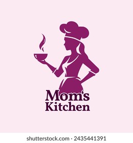 Chef Logo. Beauty women chef. Perfect for culinary brand, restaurant, bakery, food and beverages, fastfood, print, branding. Isolated vector and editable color