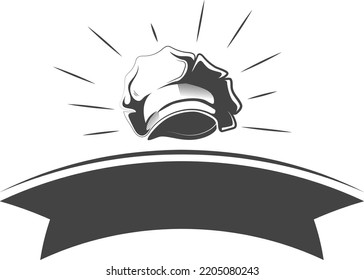 Chef logo. Black restaraunt label. Ribbon tag