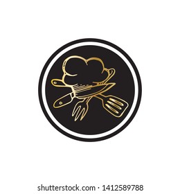 chef logo classical cook catering vector design
