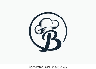 chef logo with a combination of letter b and chef hat for any business especially for restaurant, cafe, catering, etc.