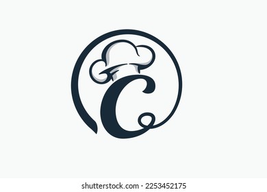 chef logo with a combination of letter c and chef hat for any business especially for restaurant, cafe, catering, etc.