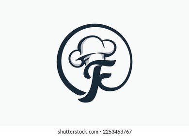 chef logo with a combination of letter f and chef hat for any business especially for restaurant, cafe, catering, etc.