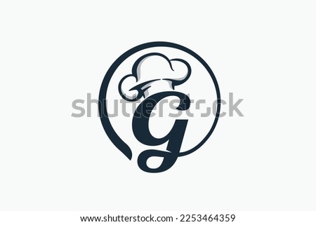 chef logo with a combination of letter g and chef hat for any business especially for restaurant, cafe, catering, etc.