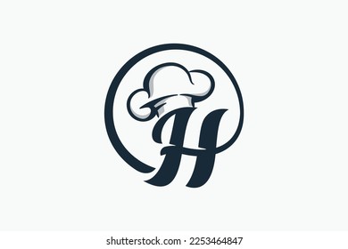 chef logo with a combination of letter h and chef hat for any business especially for restaurant, cafe, catering, etc.