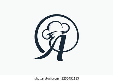 
chef logo with a combination of letter A and chef hat for any business especially for restaurant, cafe, catering, etc.