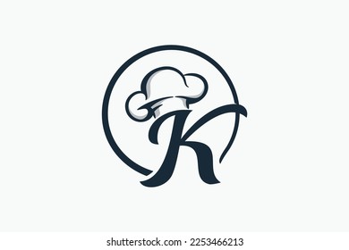 chef logo with a combination of letter k and chef hat for any business especially for restaurant, cafe, catering, etc.