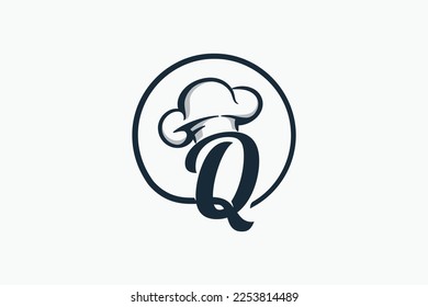 chef logo with a combination of letter q and chef hat for any business especially for restaurant, cafe, catering, etc.