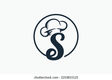 chef logo with a combination of letter s and chef hat for any business especially for restaurant, cafe, catering, etc.