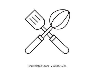 chef logo of cooking utensils, serving vector illustration