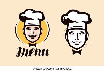 Chef logo. Cuisine, cooking icon or label. Vector illustration