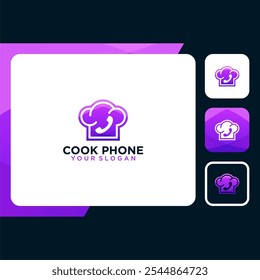 chef logo design with call or phone