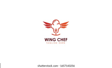 Chef logo design combined with wings, attractive appearance. vector