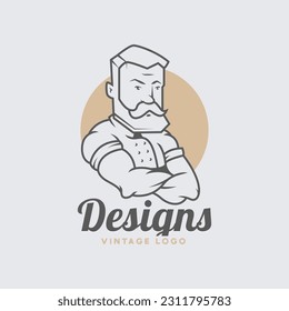 diseño del logo del chef, ilustración del logo del personaje de la cocina.