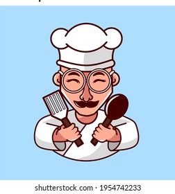 diseño del logo del chef. ilustración de cocinero