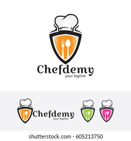 Chef logo design. Food, Learning, Chef and Restaurant logo concept. Vector logo template