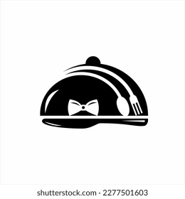 Chef logo design with serving lid, spoon, fork and knife and tie. can be used for logo chef, cafe, restaurant, decoration.