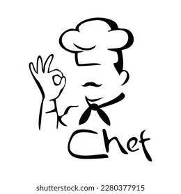plantilla de diseño de logotipo de chef hombre con símbolo de gesto ok