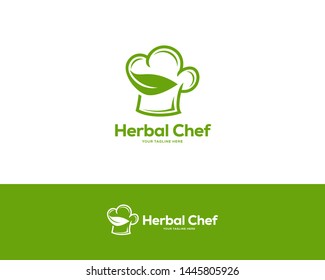 chef logo design template vector, herb cooking logo vector