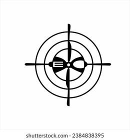 Chef logo design with a unique concept. Illustration of tie, knife and target circle in compass concept.