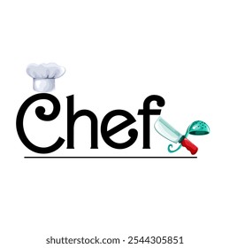 chef logo design using cooking utensil icons and color