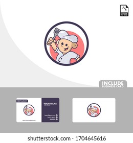 Diseño del logotipo del chef ilustración vectorial con tarjeta de visita adecuada para su logotipo, su restaurante, su icono.