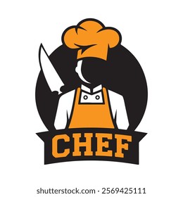 chef logo design vector illustration, restaurant symbol vector