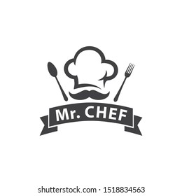 Chef logo. Food / kitchen design template. Vector illustration concept