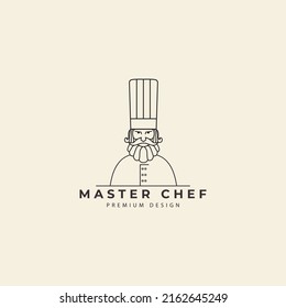 chef logo with chef hat in line style vector icon symbol illustration design