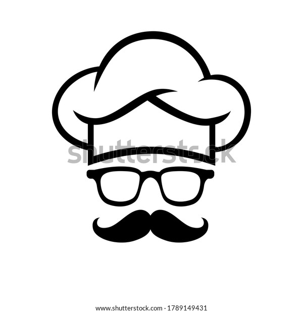 Chef Logo Chef Hat Mustache Glasses Stock Vector (Royalty Free) 1789149431