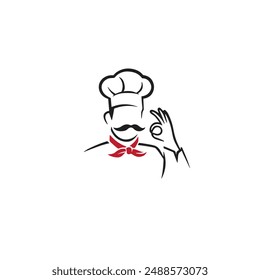 Diseño de Vector plano con logotipo de chef