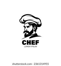 Chef logo illustration in black and white color