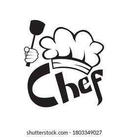 chef logo illustration of cooking utensils, serving vector design