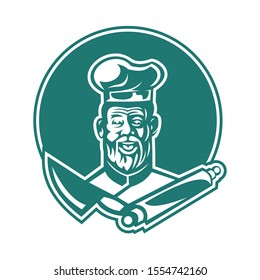 Chef logo with a knife and a rolling pin