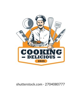chef logo and labels template design
