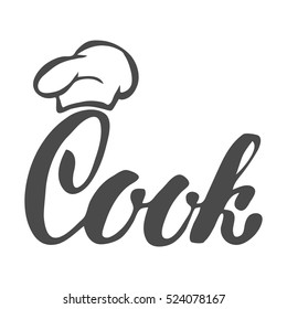 Chef Logo. Lettering Hand Lettering With A Cap Chef. Symbol Icon Logo Design.