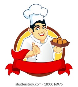chef logo mascot cartoon in vector