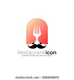 Logo del chef con plantilla de diseño moderno, iconos del restaurante