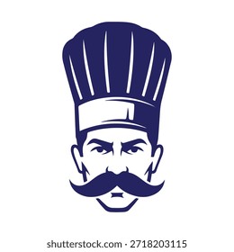 Logotipo del chef con el bigote, icono culinario de la excelencia