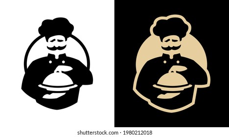 Chef logo on a dark and light background.
