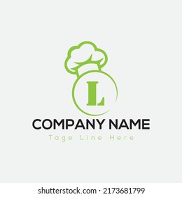 Chef Logo On Letter L Template. Restaurant On L Letter, Initial Food Sign Concept, Food House logo icon