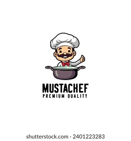 chef logo on white background. Vector illustration for tshirt, website, print, clip art and poster