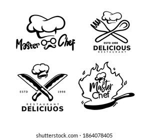 chef logo set template design 