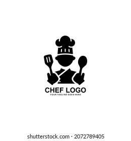 Chef logo simple flat icon vector illustration	