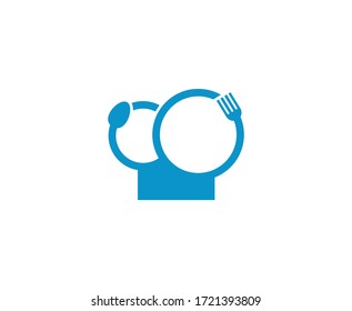 Chef logo spoon fork vector icon 