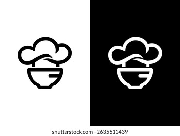 Chef Logo Symbol Icon Chef brand logo template. combination logo of bowl with chef hat	