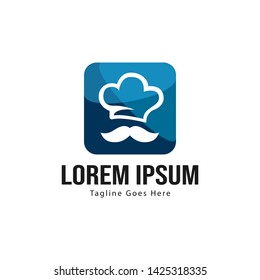 Chef logo template design with frame. minimalist Chef logo vector illustration