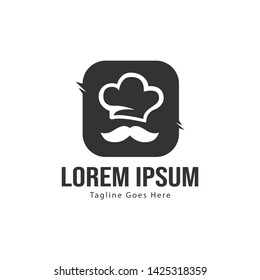 Chef logo template design with frame. minimalist Chef logo vector illustration