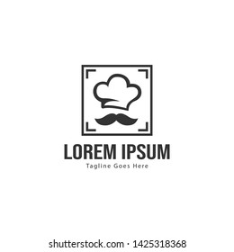 Chef logo template design with frame. minimalist Chef logo vector illustration