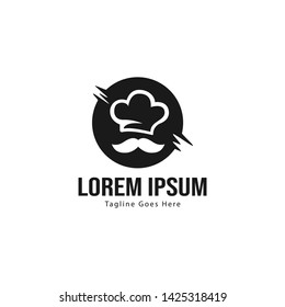 Chef logo template design with frame. minimalist Chef logo vector illustration